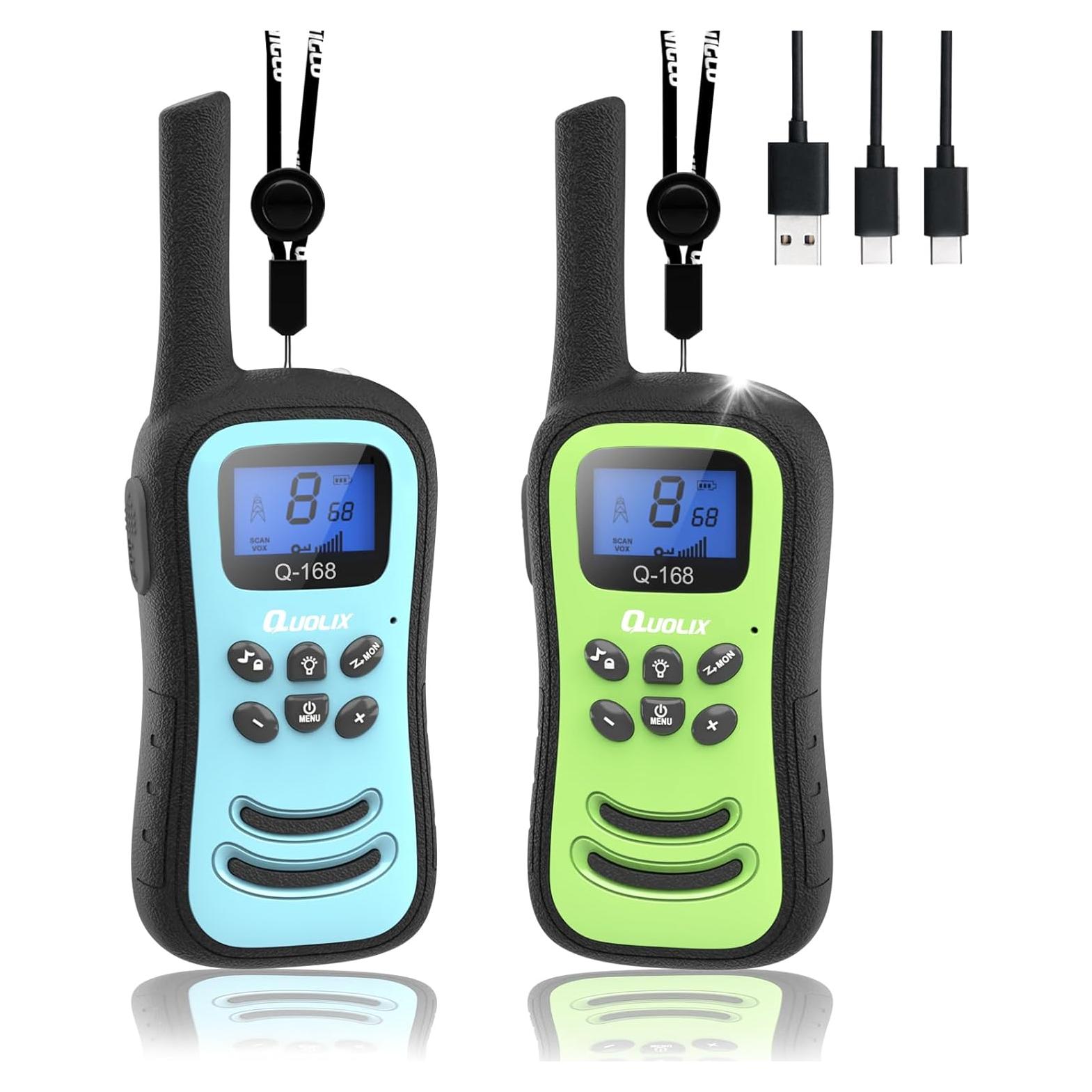 Walkie Talkies Recargables Quolix para Niños 3-12 Años