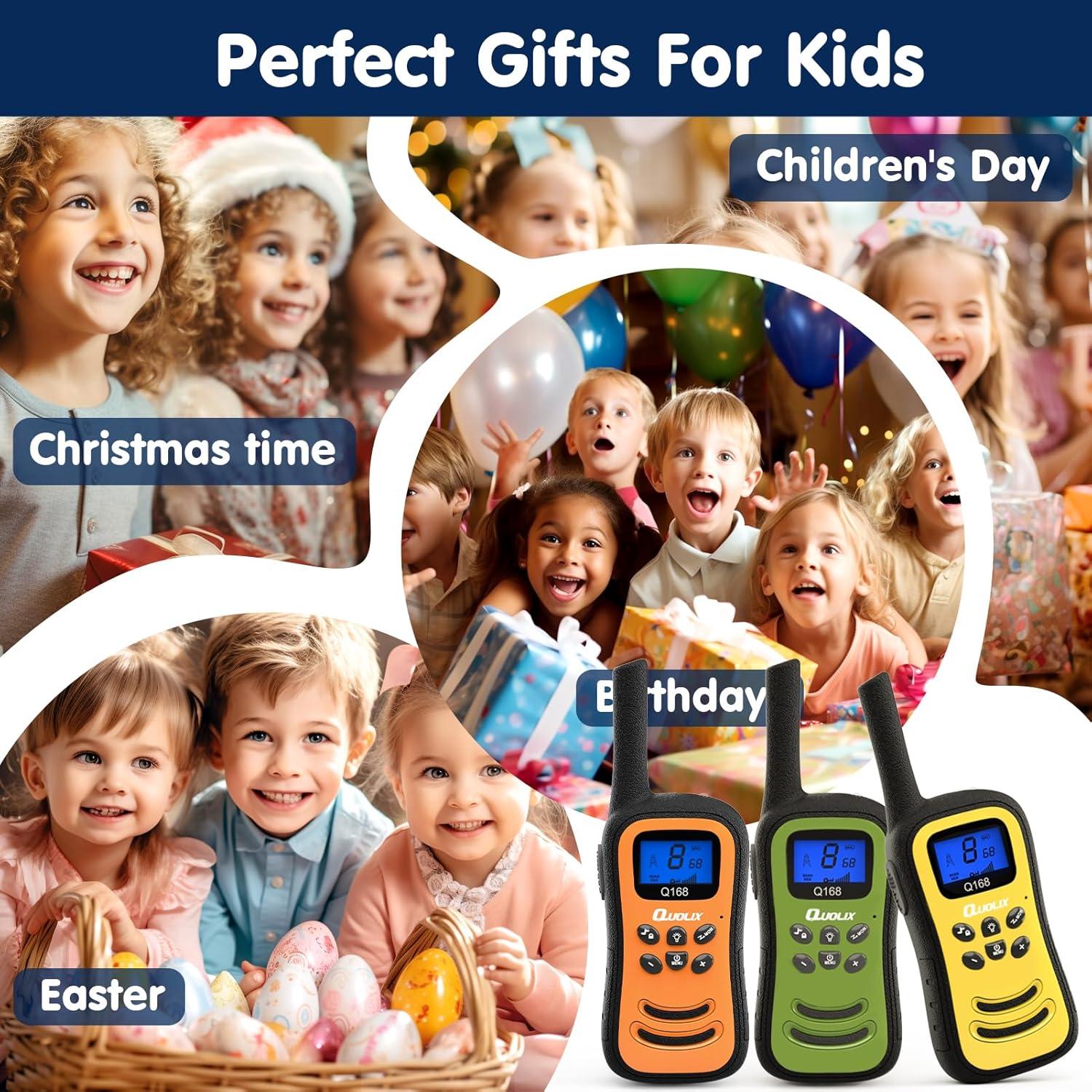 Walkie Talkies Recargables Quolix para Niños 3-12 Años