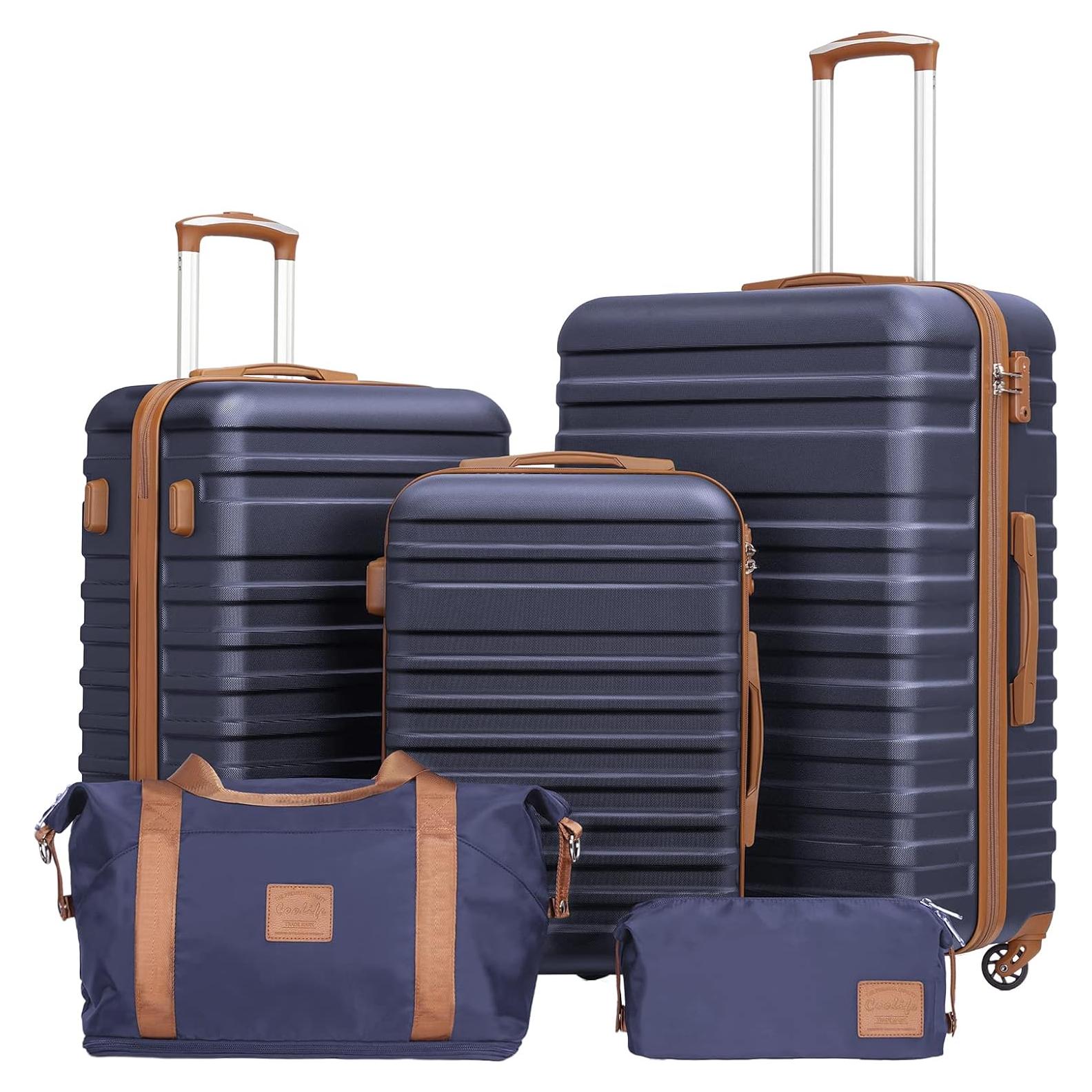 Conjunto de Maletas Coolife 5 Piezas Dura con Cerradura TSA