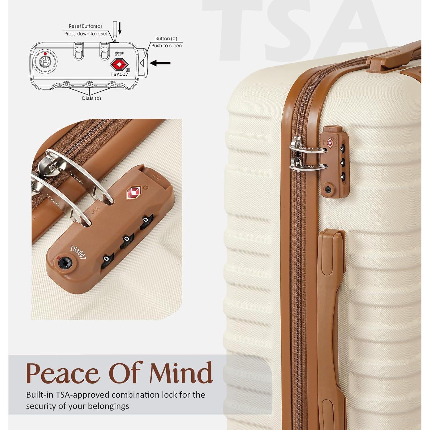 Conjunto de Equipaje Coolife 3 Piezas Maletas Duras con TSA