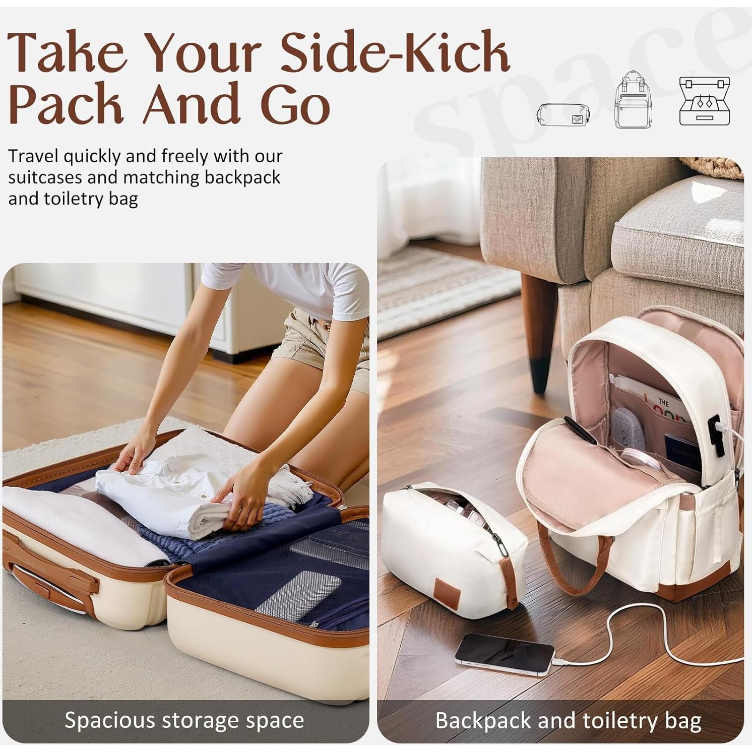 Conjunto de Equipaje Coolife 3 Piezas Maletas Duras con TSA