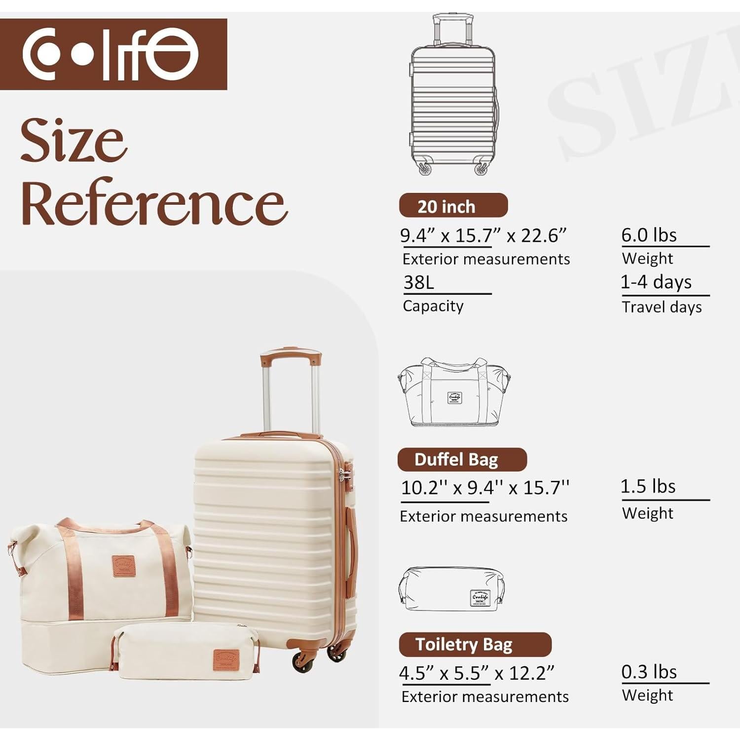 Conjunto de Maletas Coolife 3 Piezas Rosa con Cerradura TSA