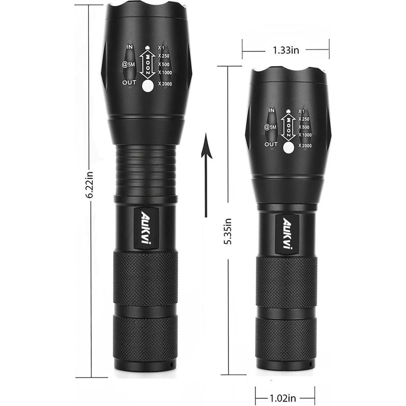 Linterna Táctica AuKvi AKV-E800 3000 Lúmenes Zoomable 5 Modos