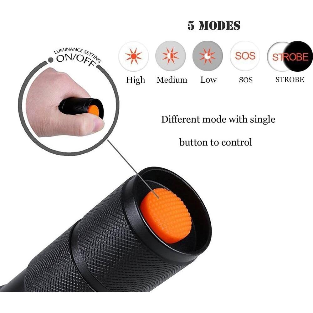 Linterna Táctica AuKvi AKV-E800 3000 Lúmenes Zoomable 5 Modos