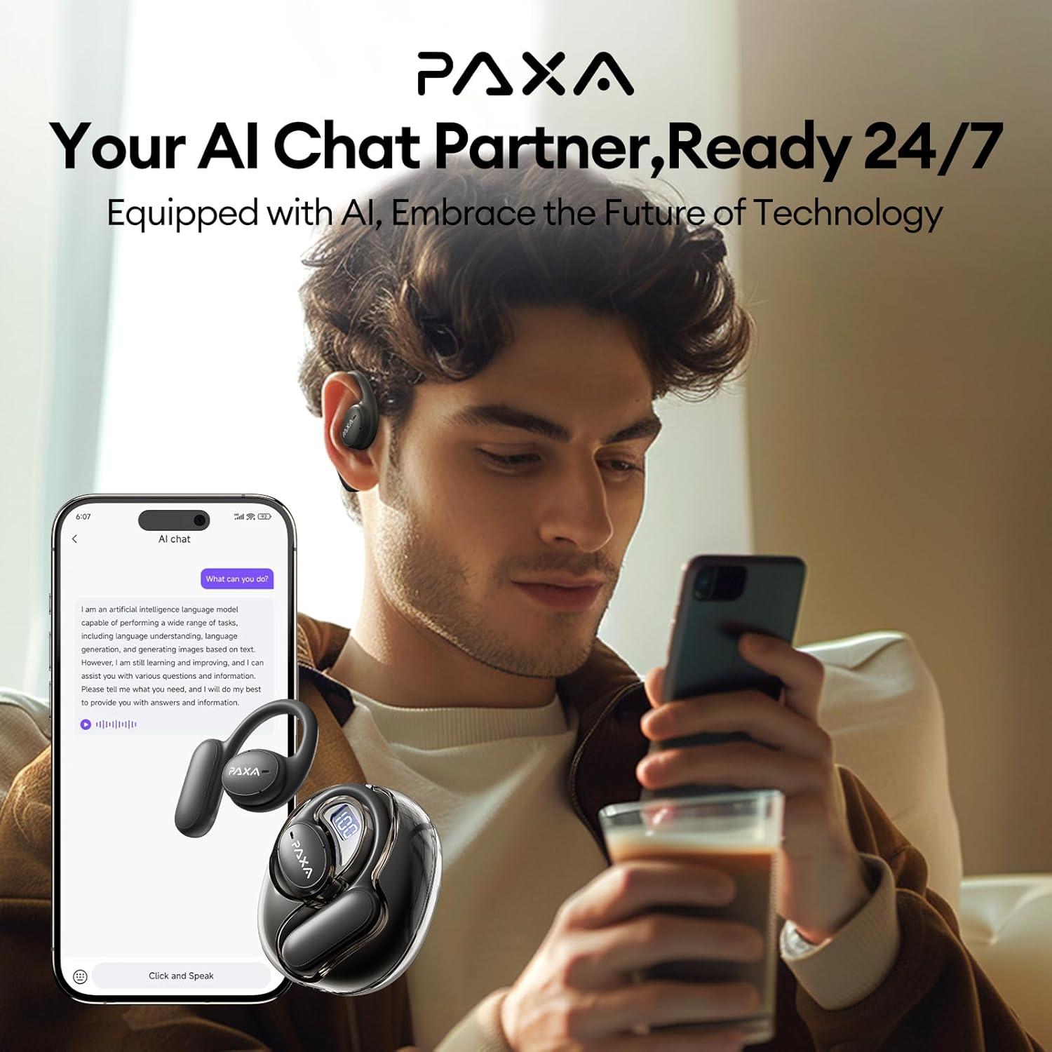 Auriculares Traductores PAXA OpenAir5 Bluetooth 5.4 Negro