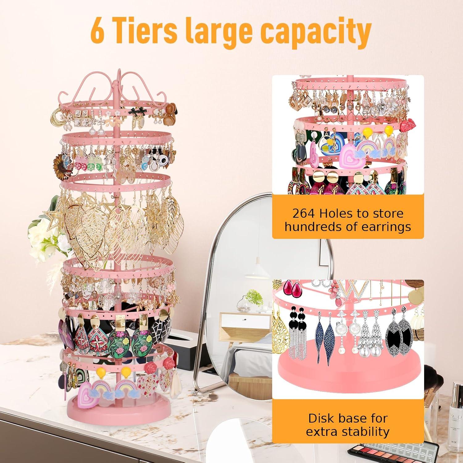 Organizador de Joyería Rotativo 6 Niveles 17Dec Rosa