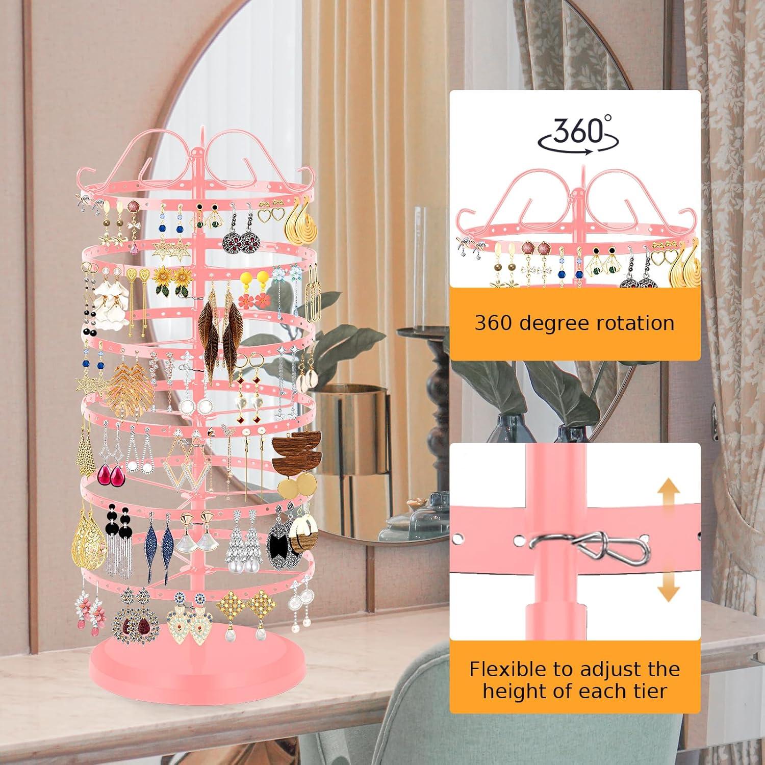 Organizador de Joyería Rotativo 6 Niveles 17Dec Rosa