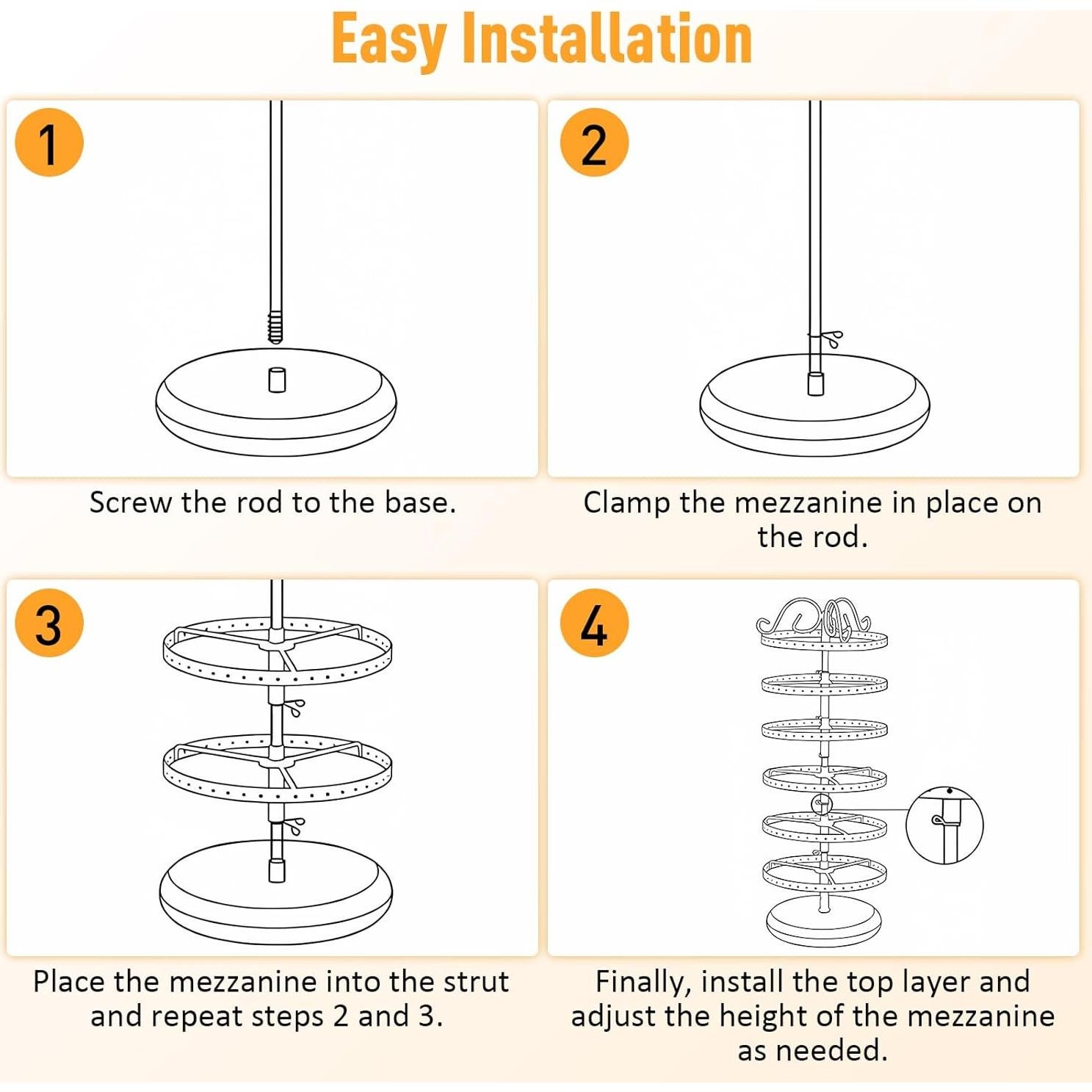 Organizador de Joyería Rotativo 6 Niveles 17Dec Rosa