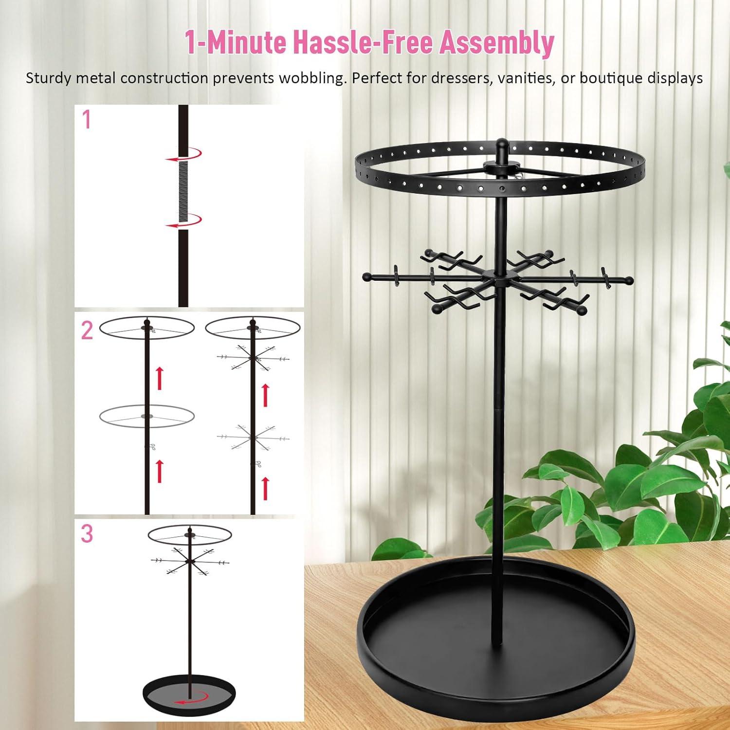 Organizador de Joyería 360° 17Dec, 2 Niveles, Negro