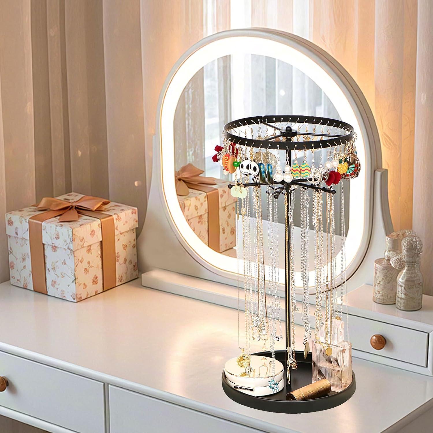 Organizador de Joyería Rotativo 360° 2 Niveles 17Dec Negro