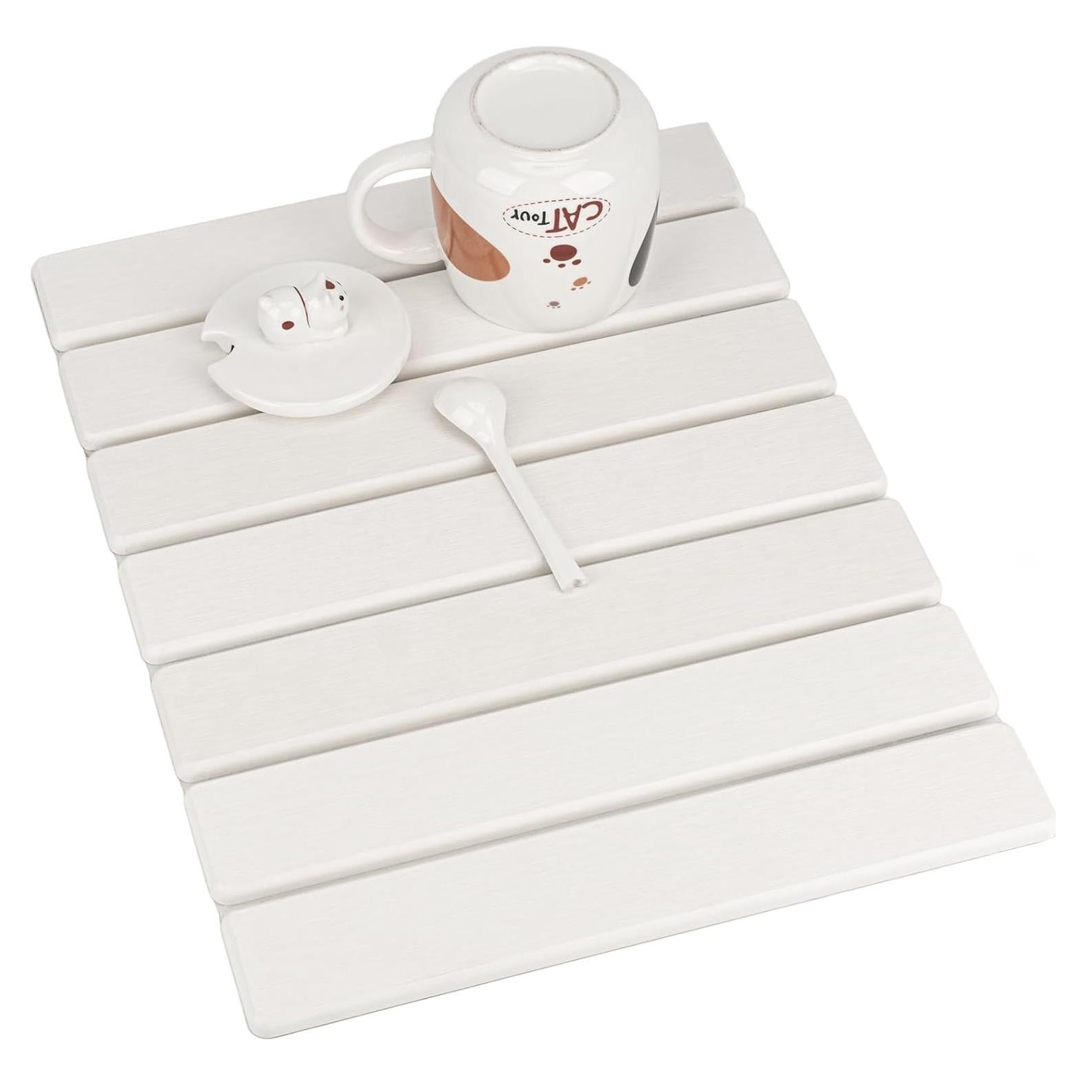 Alfombrilla de Diatomita Ecológica para Secar Platos 40x30 cm - Blanca