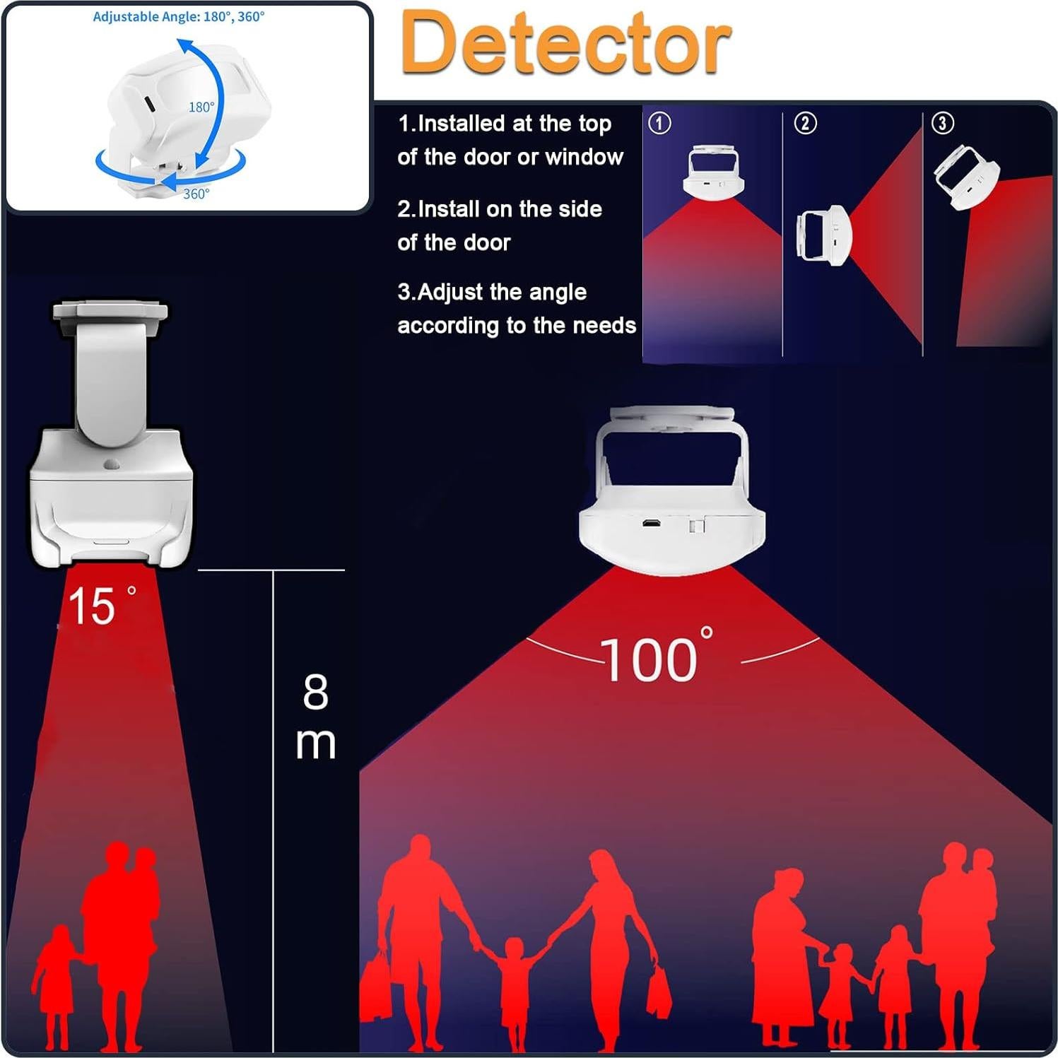 Sensor de Movimiento PIR HoneTeek con Timbre y Control Remoto