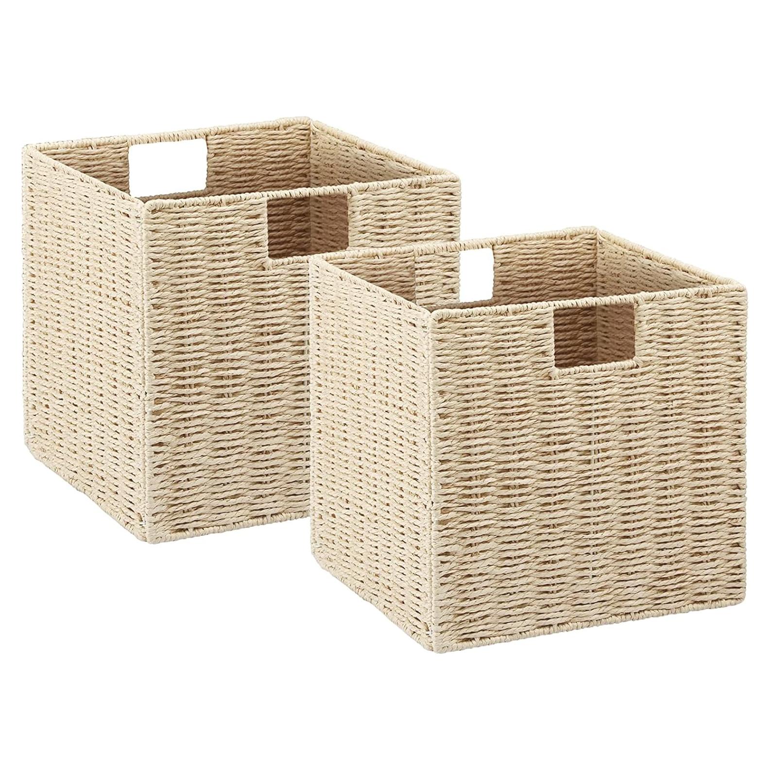 Juego de 2 Cestas de Almacenamiento Vagusicc de Mimbre 23 cm