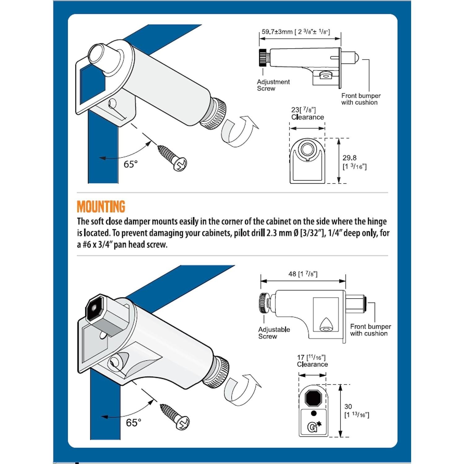 Cierre Suave para Puertas de Gabinete Rok SCD101 Metal Zinc