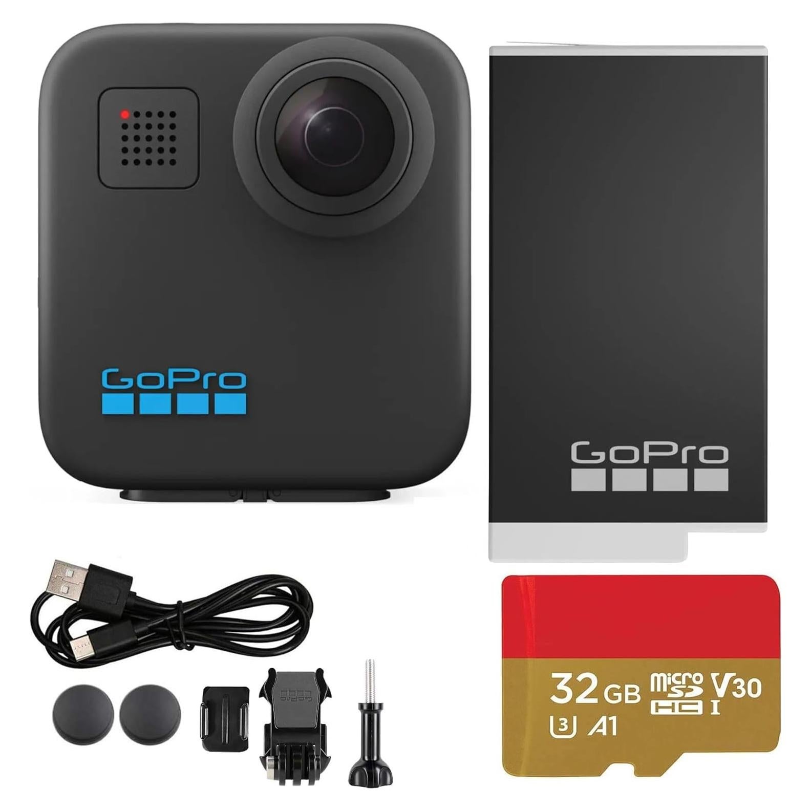 GoPro MAX 360 (2025) Action Camera | 6K Dual-Lens 360 Video & Photo Waterproof, Stabilized, Voice-Controlled Adventure Cam with 1600 Enduro and 32GB microSDHC Memory Card Bundle