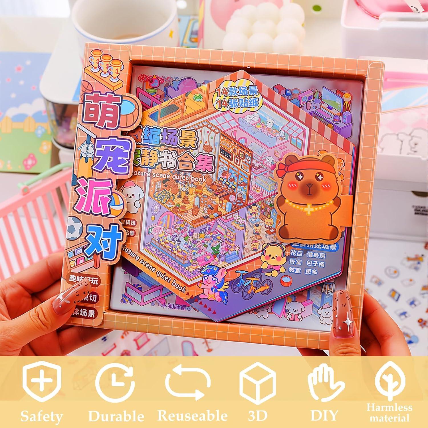 Libro de Pegatinas 3D Reutilizables Xuoent - 14 Escenas