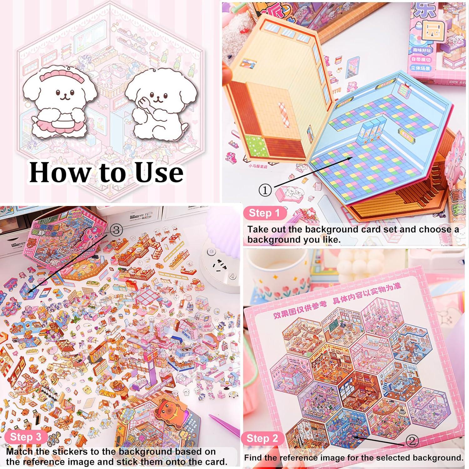 Libro de Pegatinas 3D Reutilizables Xuoent - 14 Escenas