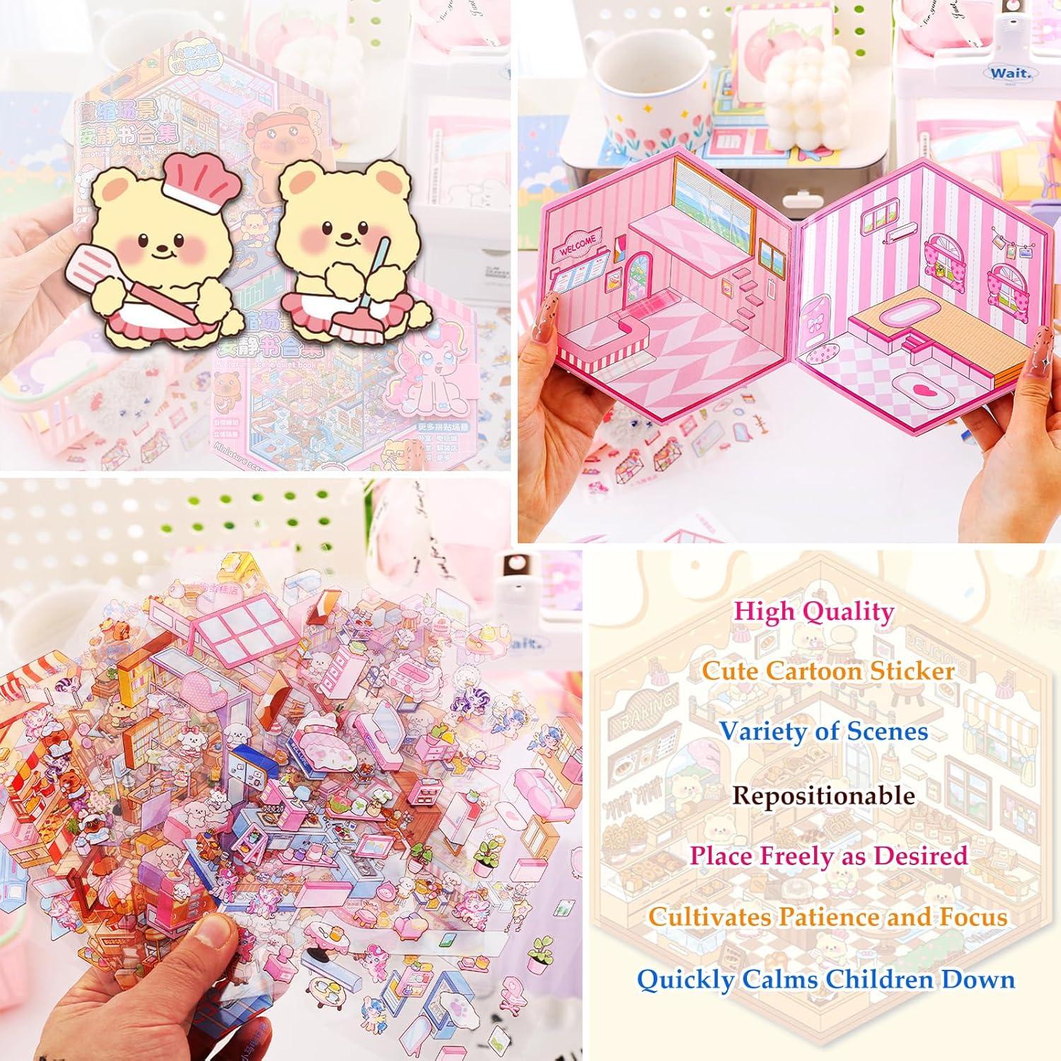 Libro de Pegatinas 3D Reutilizables Xuoent - 14 Escenas