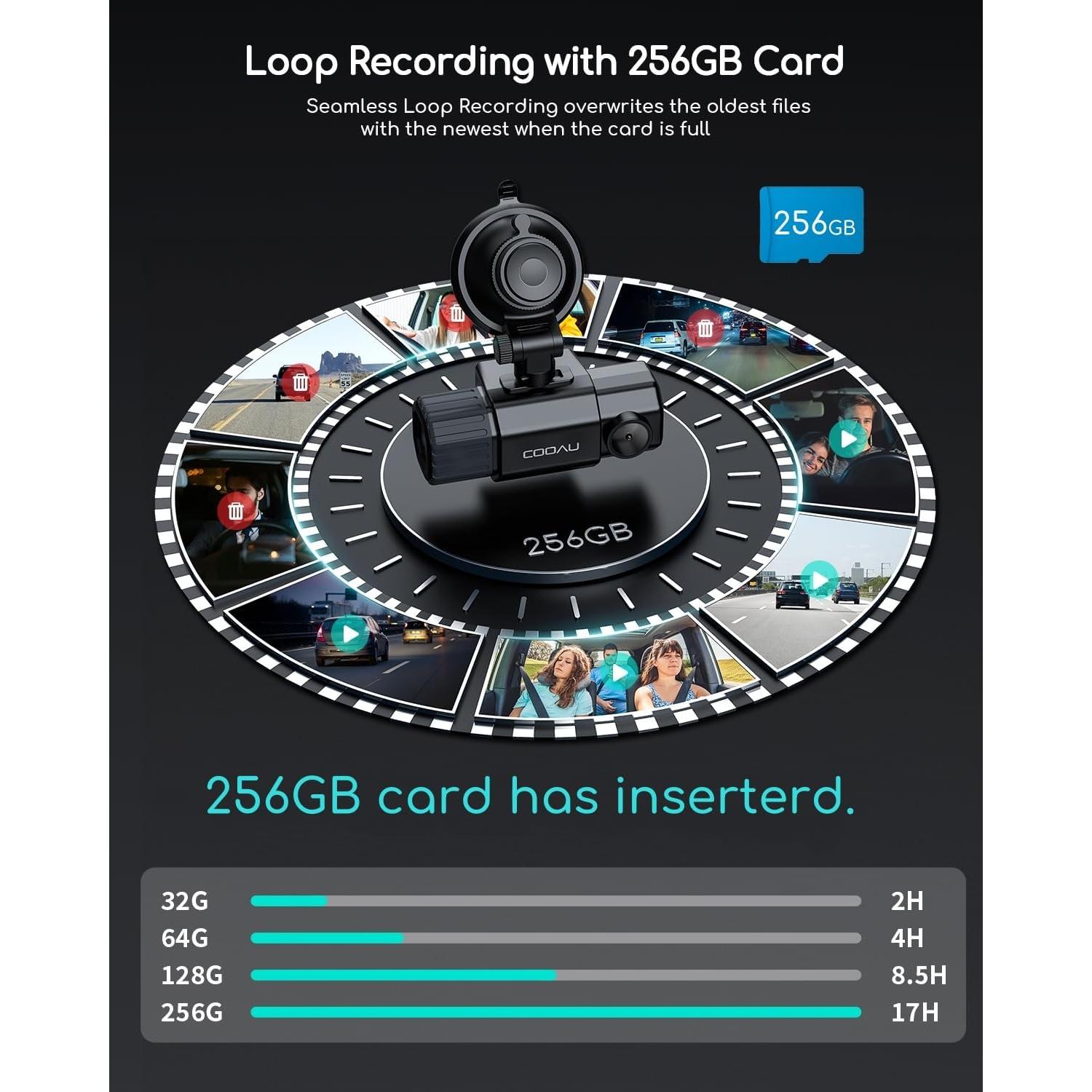 Cámara de Salpicadero COOAU D20 Doble 2.5K 1080P con GPS y WiFi