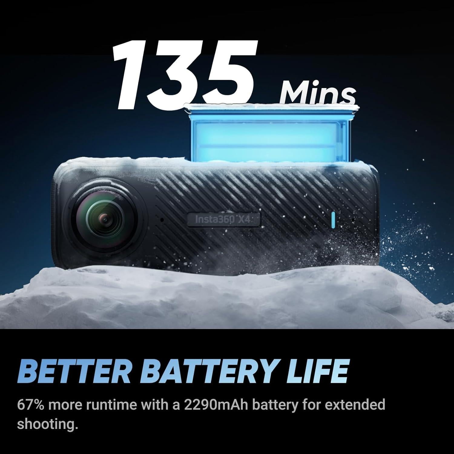 Cámara 360° Insta360 X4 - Video 8K, Foto 72MP, Paquete Completo