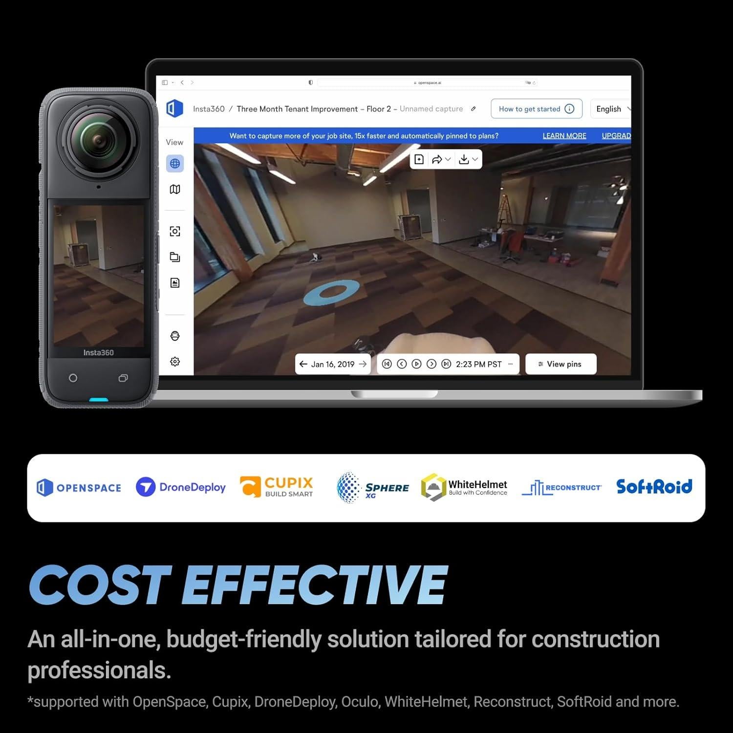 Cámara 360° Insta360 X4 - Video 8K, Foto 72MP, Paquete Completo