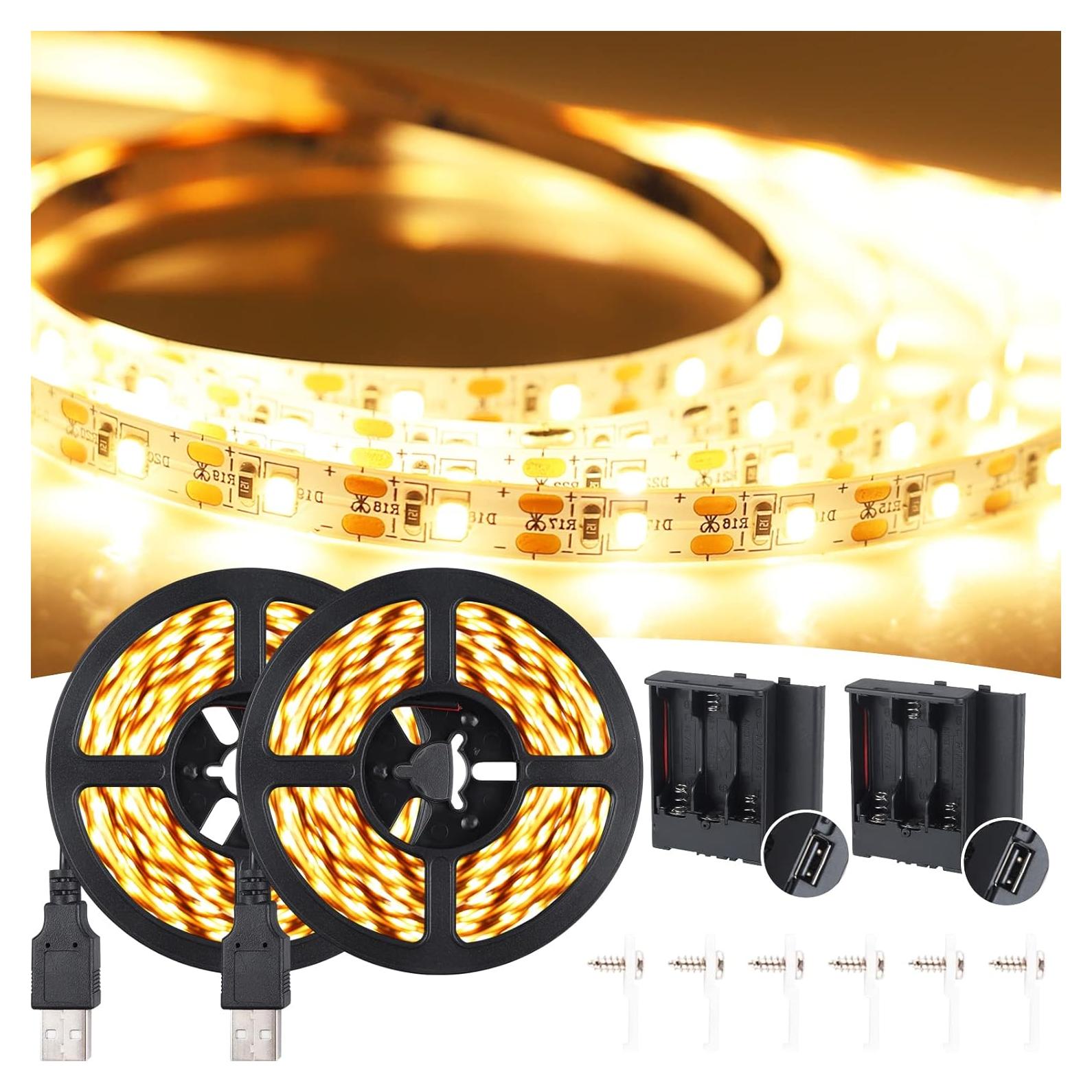 Luz de tira LED blanca cálida 5.0M Linstaine 300 LEDs USB