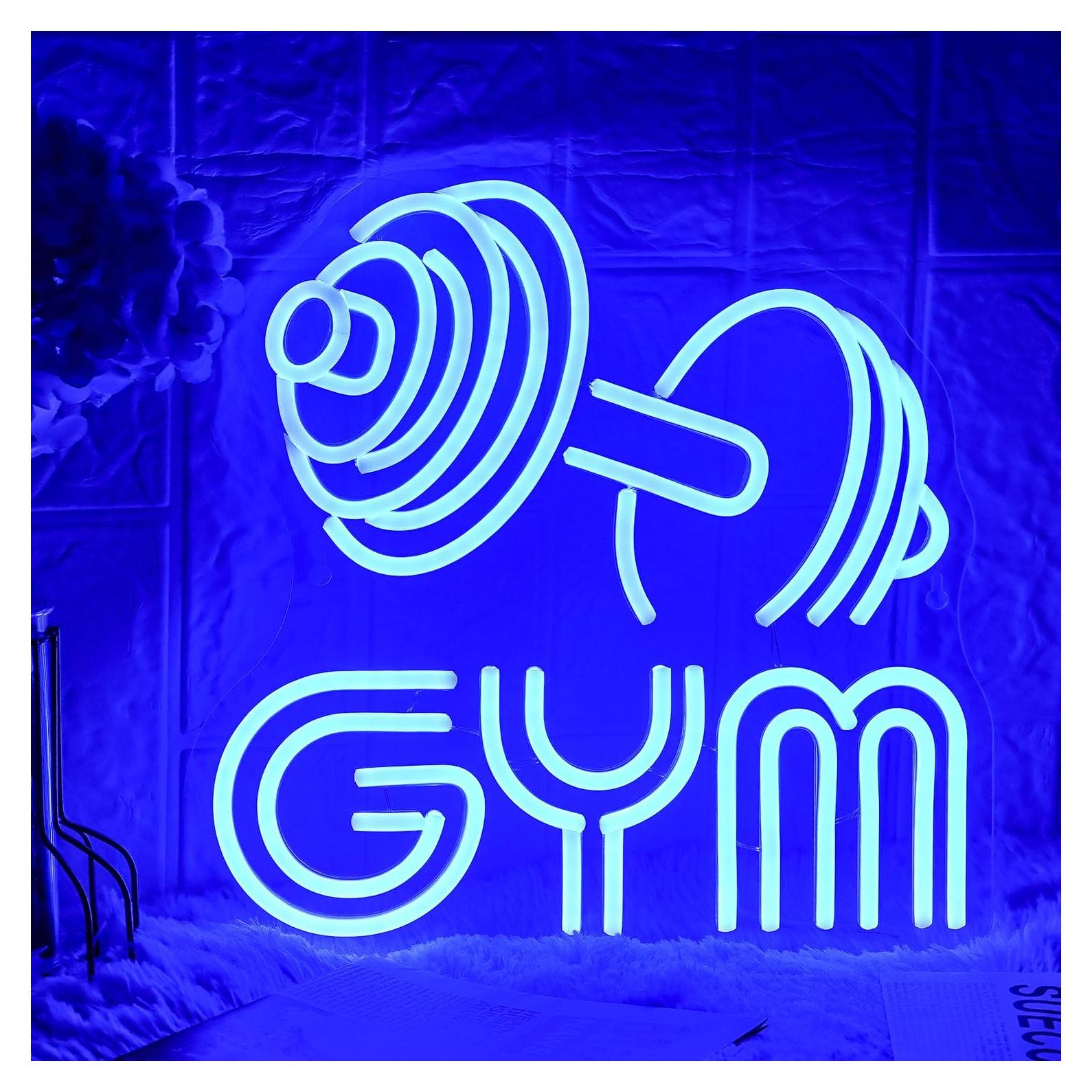 Luz de Neón de Barra Gimnasio LMSIGNLY Azul 33x33cm