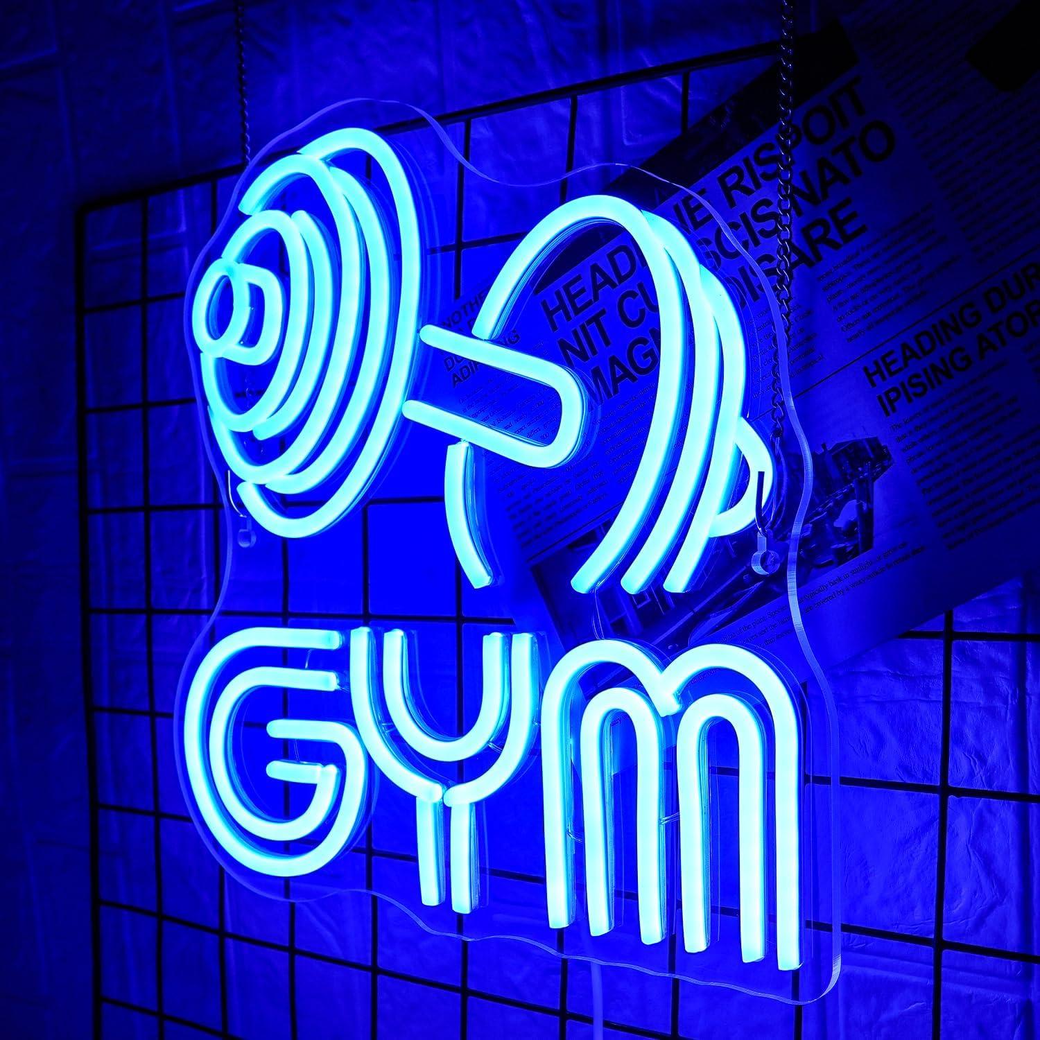 Luz de Neón de Barra Gimnasio LMSIGNLY Azul 33x33cm