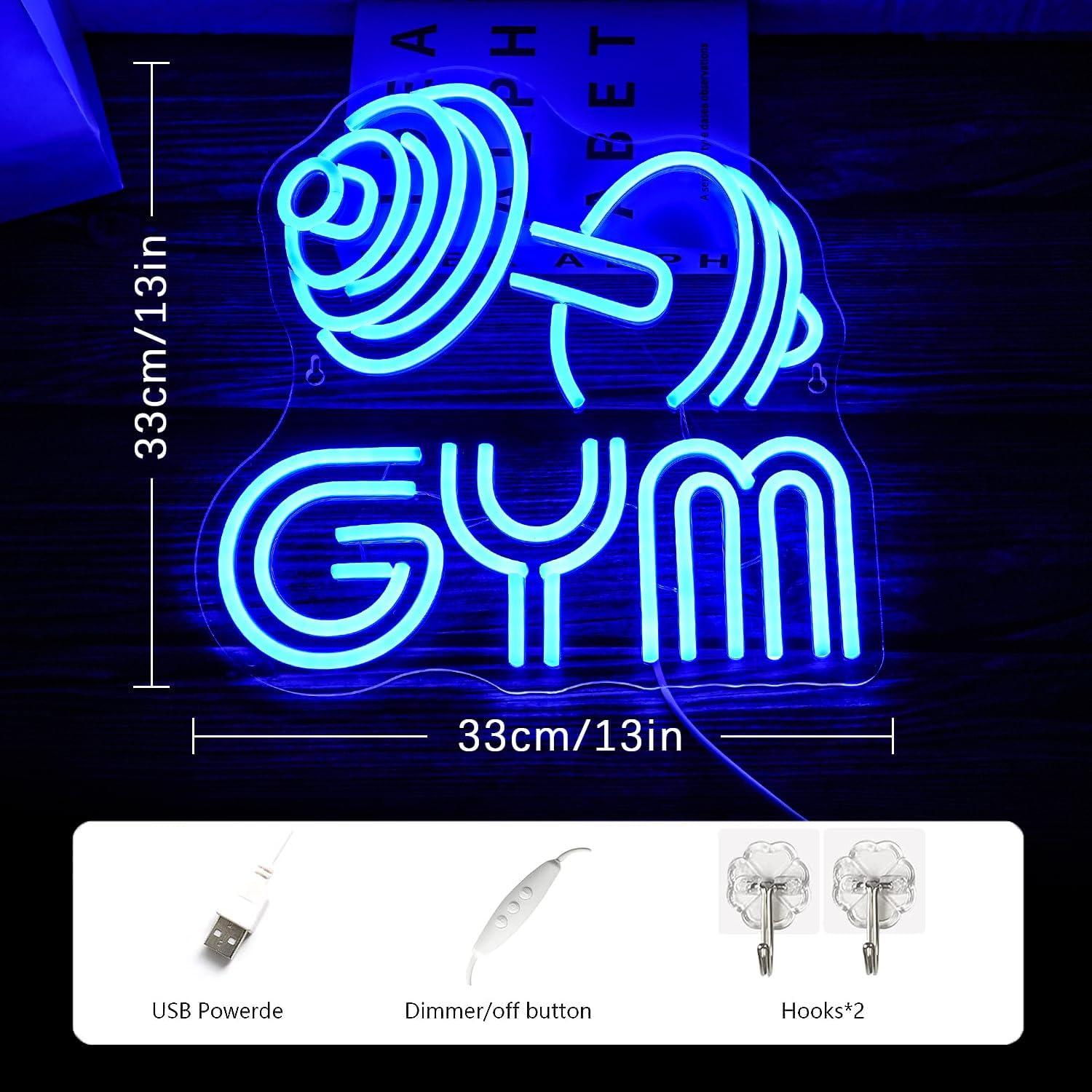 Luz de Neón de Barra Gimnasio LMSIGNLY Azul 33x33cm