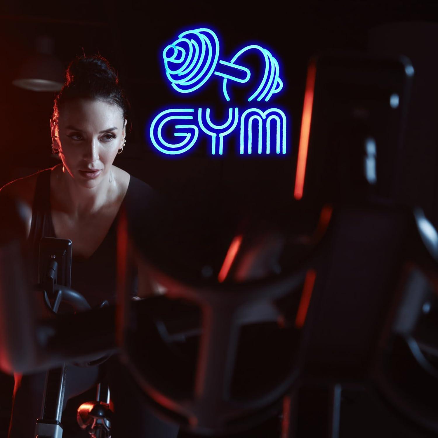 Luz de Neón de Barra Gimnasio LMSIGNLY Azul 33x33cm