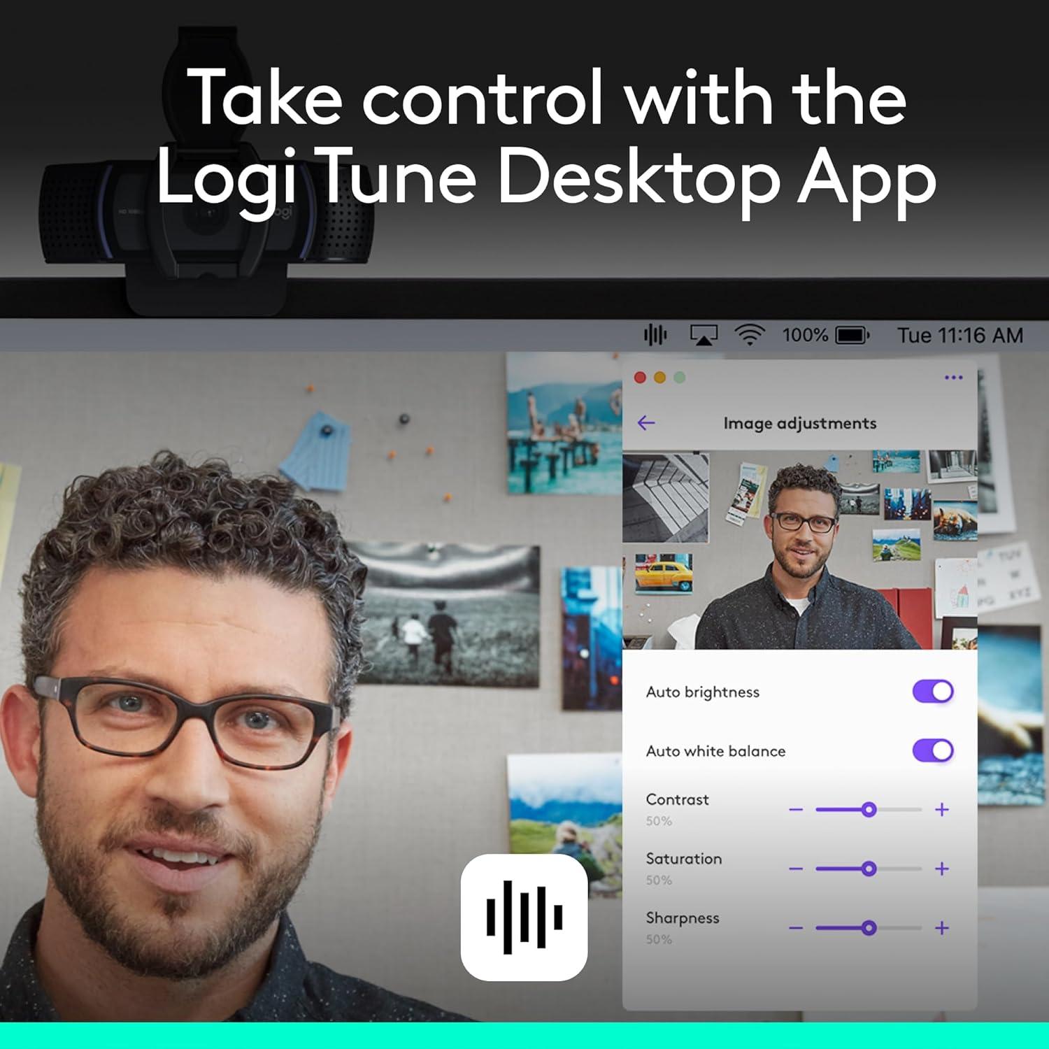 Webcam Logitech C920e HD 1080p con micrófono, certificada para Zoom