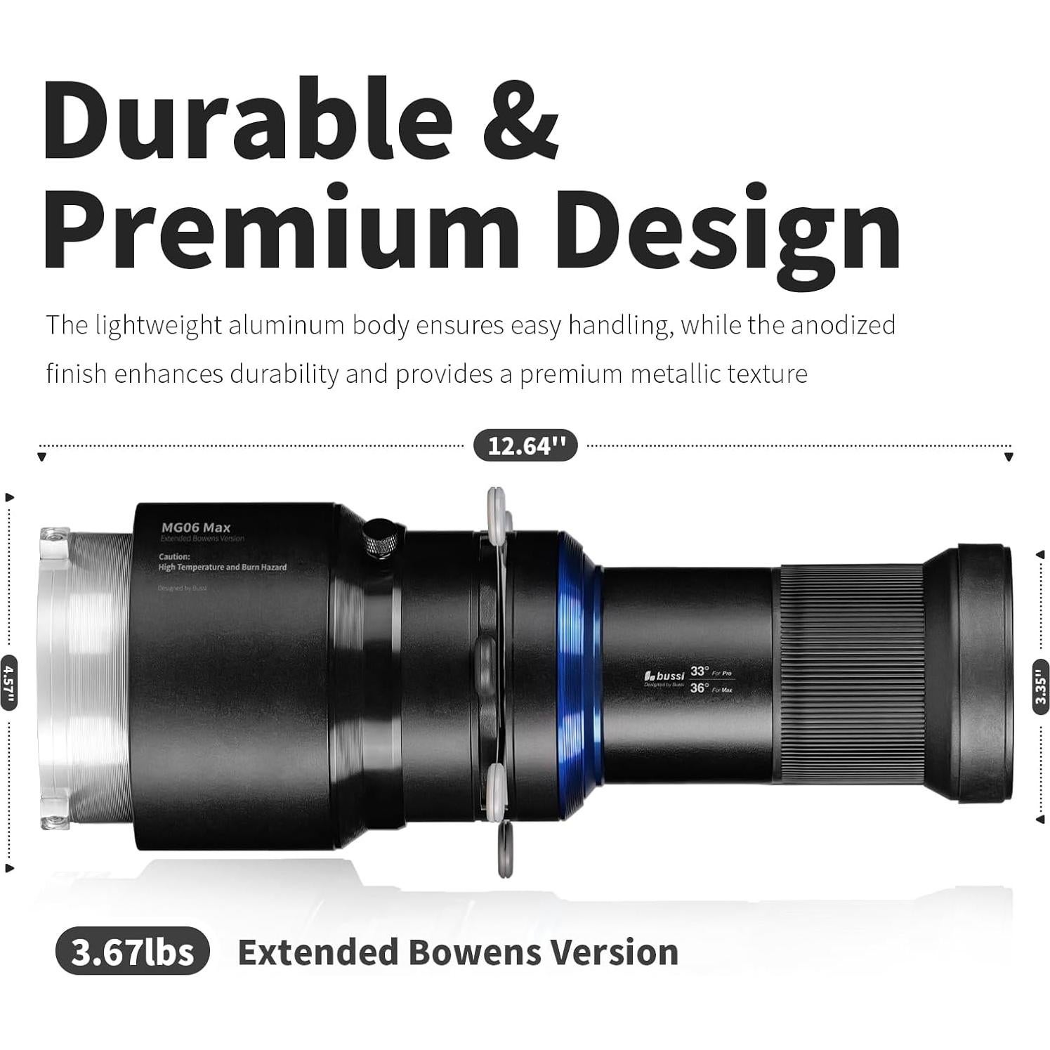 Snoot Óptico Bussi MG06 Max con 40 Gobos y Lente 36°