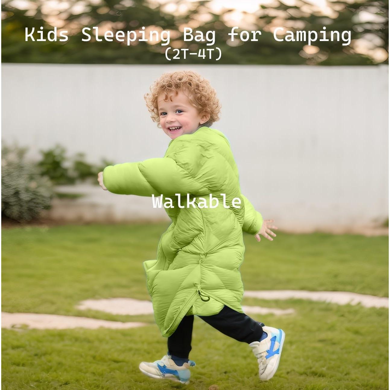 Saco de Dormir Niños AZITREK 2-4 Años Acolchado Verde