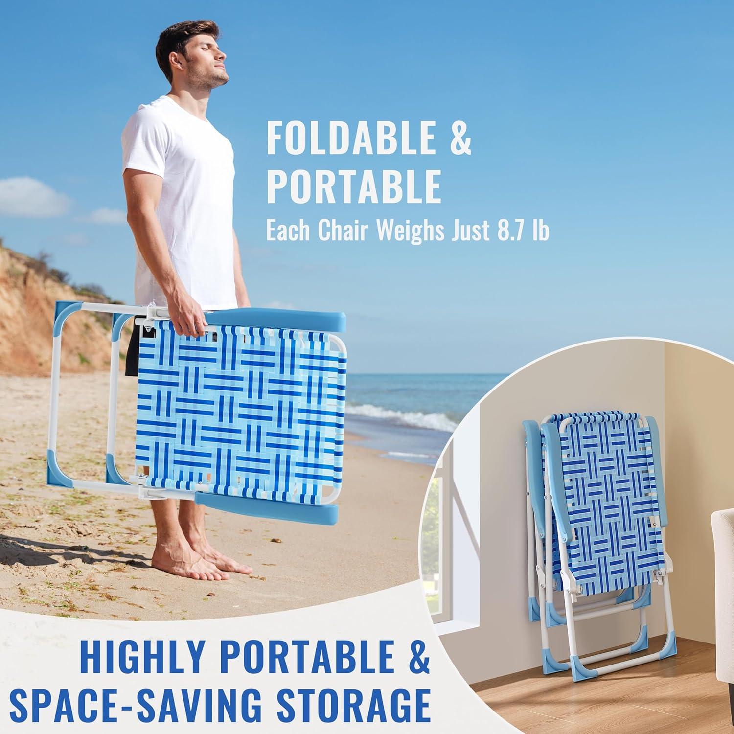 Juego de 2 Sillas de Playa Plegables Yaheetech Azul