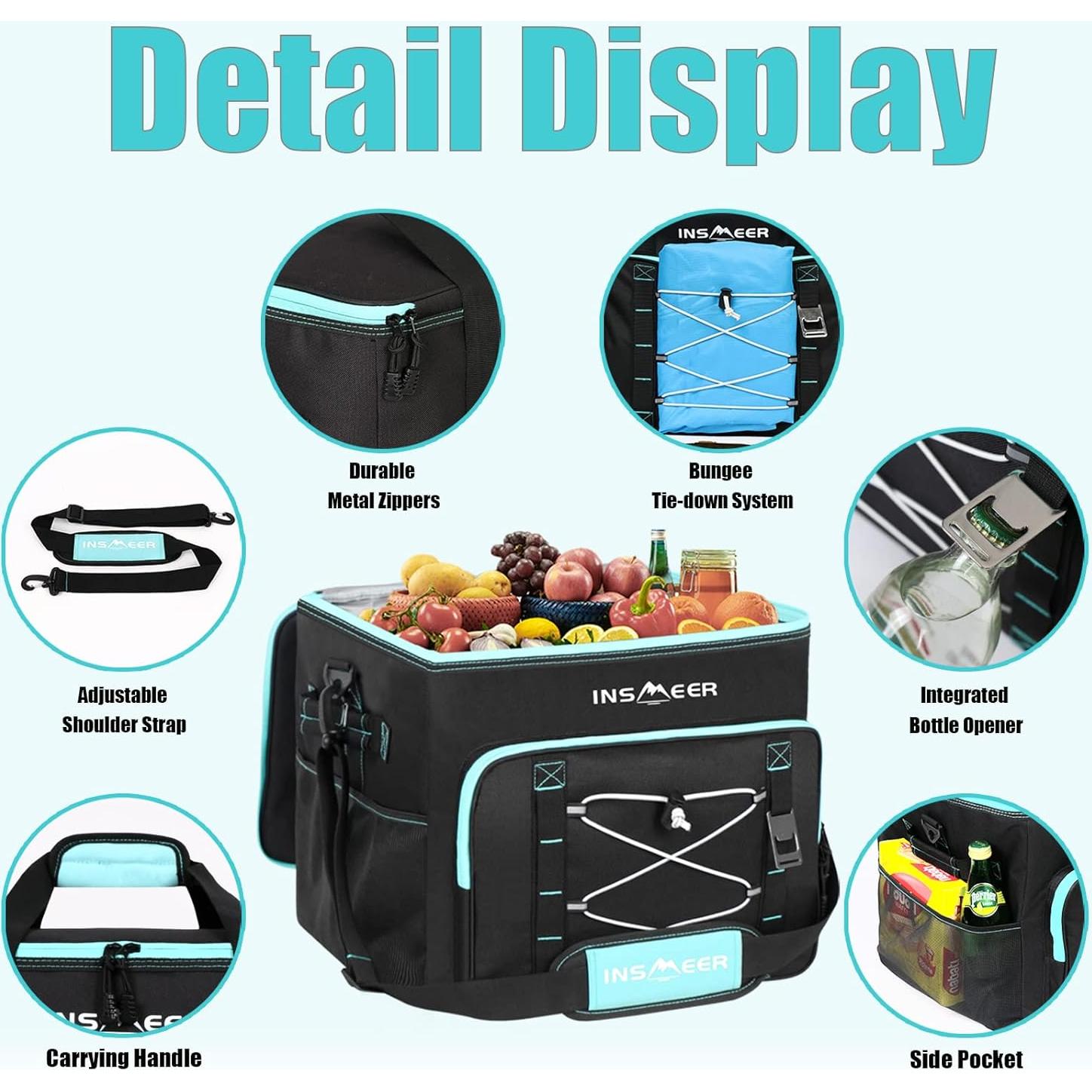 Bolsa Térmica Aislada INSMEER 55L Plegable para Camping y Playa