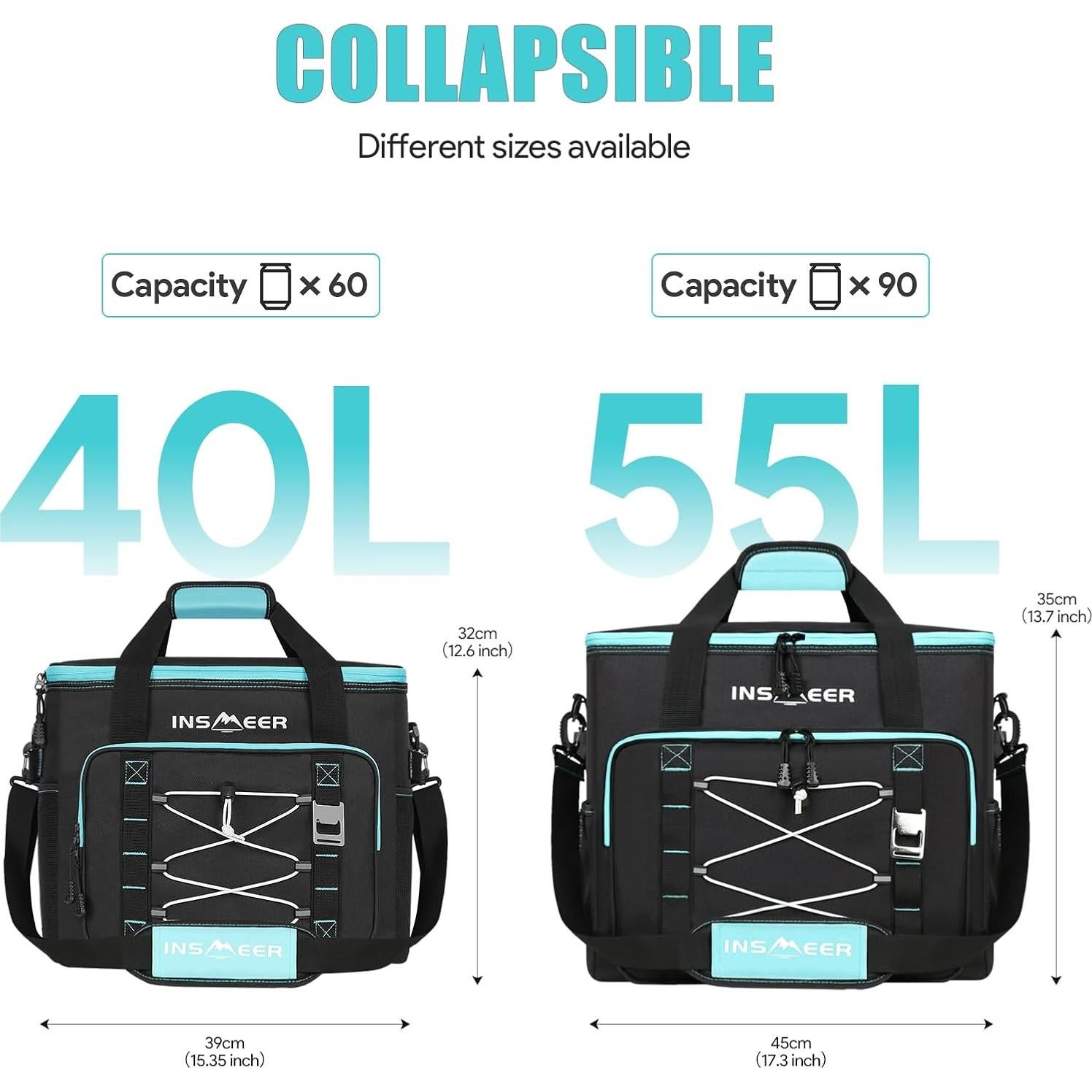 Bolsa Térmica Aislada INSMEER 55L Plegable para Camping y Playa