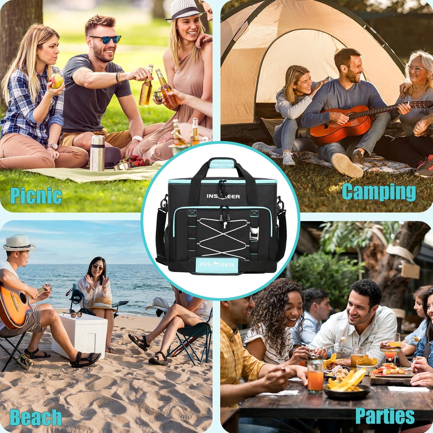 Bolsa Térmica Aislada INSMEER 55L Plegable para Camping y Playa