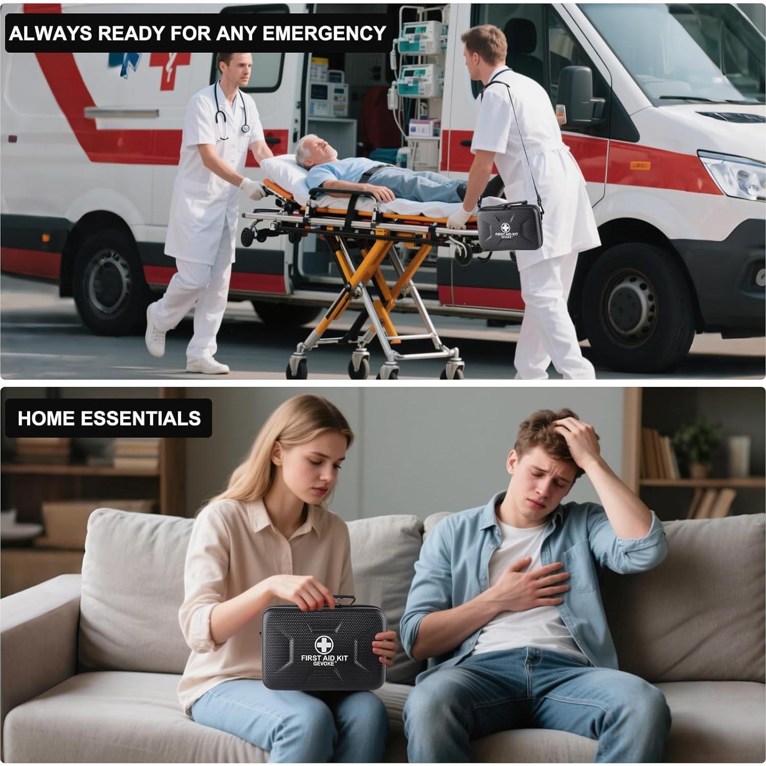 Kit de Primeros Auxilios GEVOKE 410 Piezas Impermeable Negro