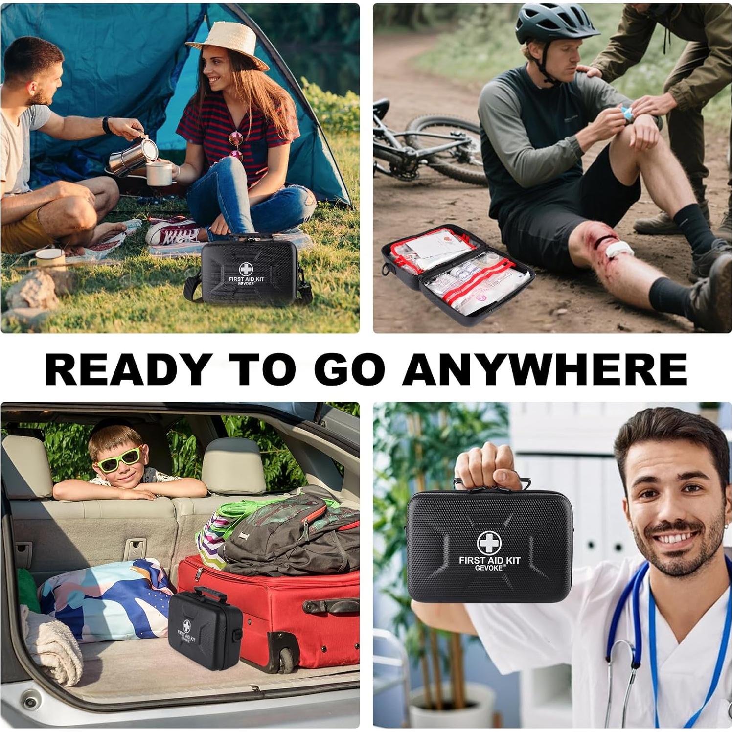 Kit de Primeros Auxilios GEVOKE 410 Piezas Impermeable Negro