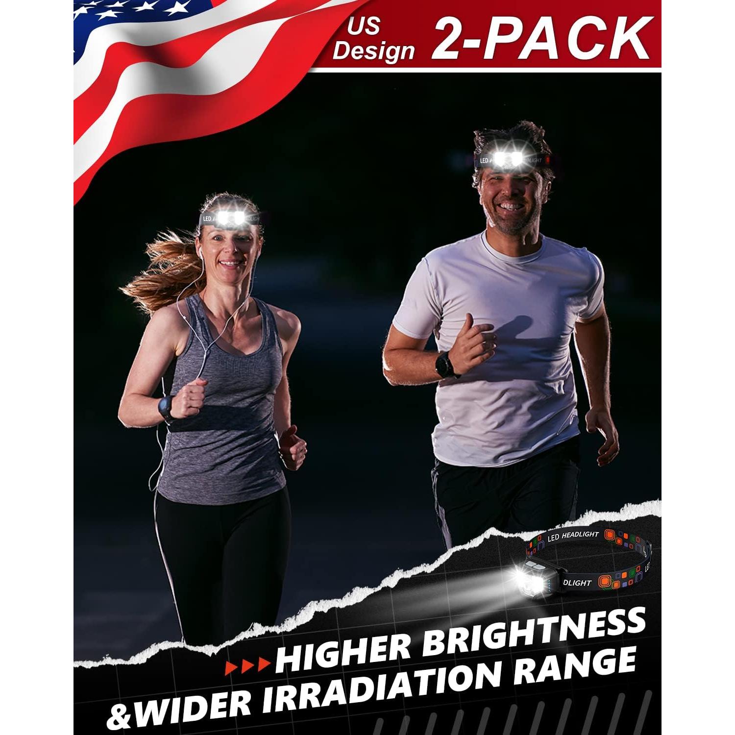 Linterna Frontal Recargable GETASI 1200 Lúmenes 2-Pack