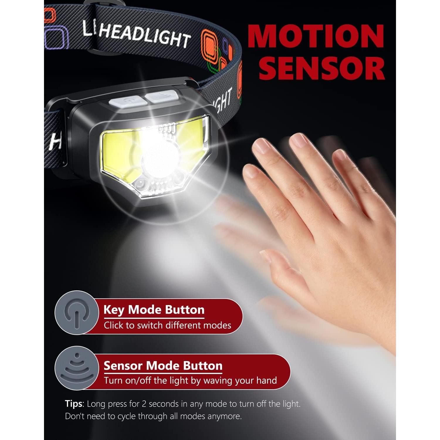 Linterna Frontal Recargable GETASI 1200 Lúmenes 2-Pack