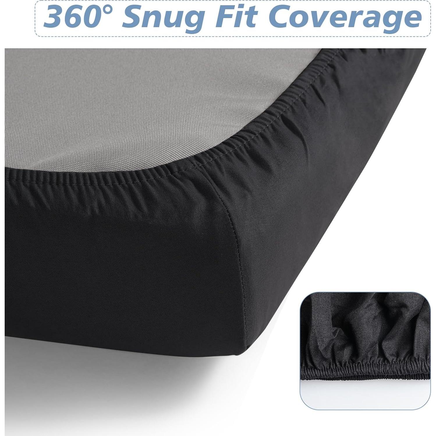 Sábanas de Cuna URZGU 31x75 cm Ajustables Microfibra Negra