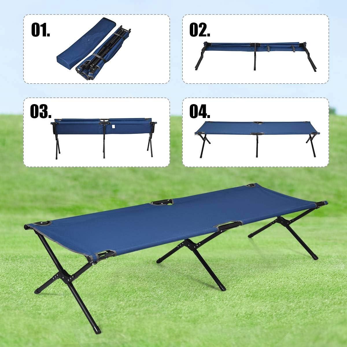 GYMAX Folding Camping Cot, Heavy Duty Portable Military Cot with Oxford Fabric, Foldable Camping Bed for Outdoor Camping Hunting Indoor Office Nap