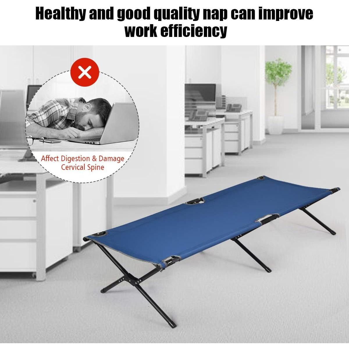 GYMAX Folding Camping Cot, Heavy Duty Portable Military Cot with Oxford Fabric, Foldable Camping Bed for Outdoor Camping Hunting Indoor Office Nap