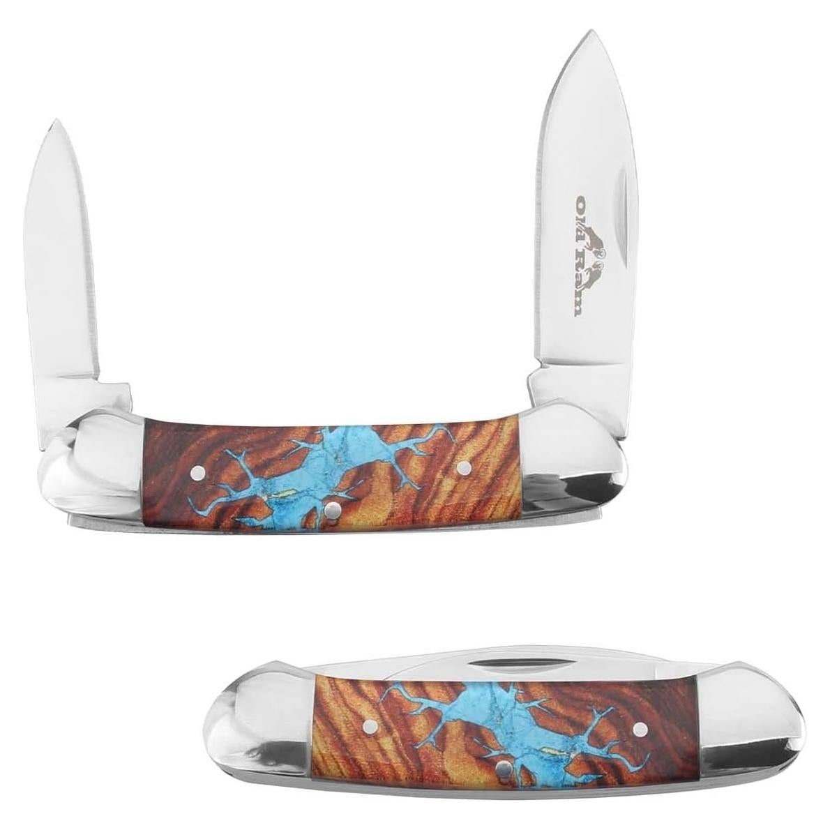 Cuchillo Plegable Old Ram de 2 Cuchillas 20.32 cm Caza