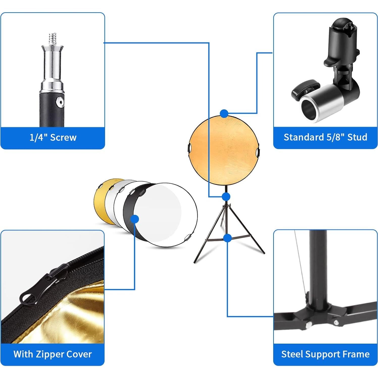 Kit de Soporte para Reflector Selens 24" 5-en-1 Ajustable