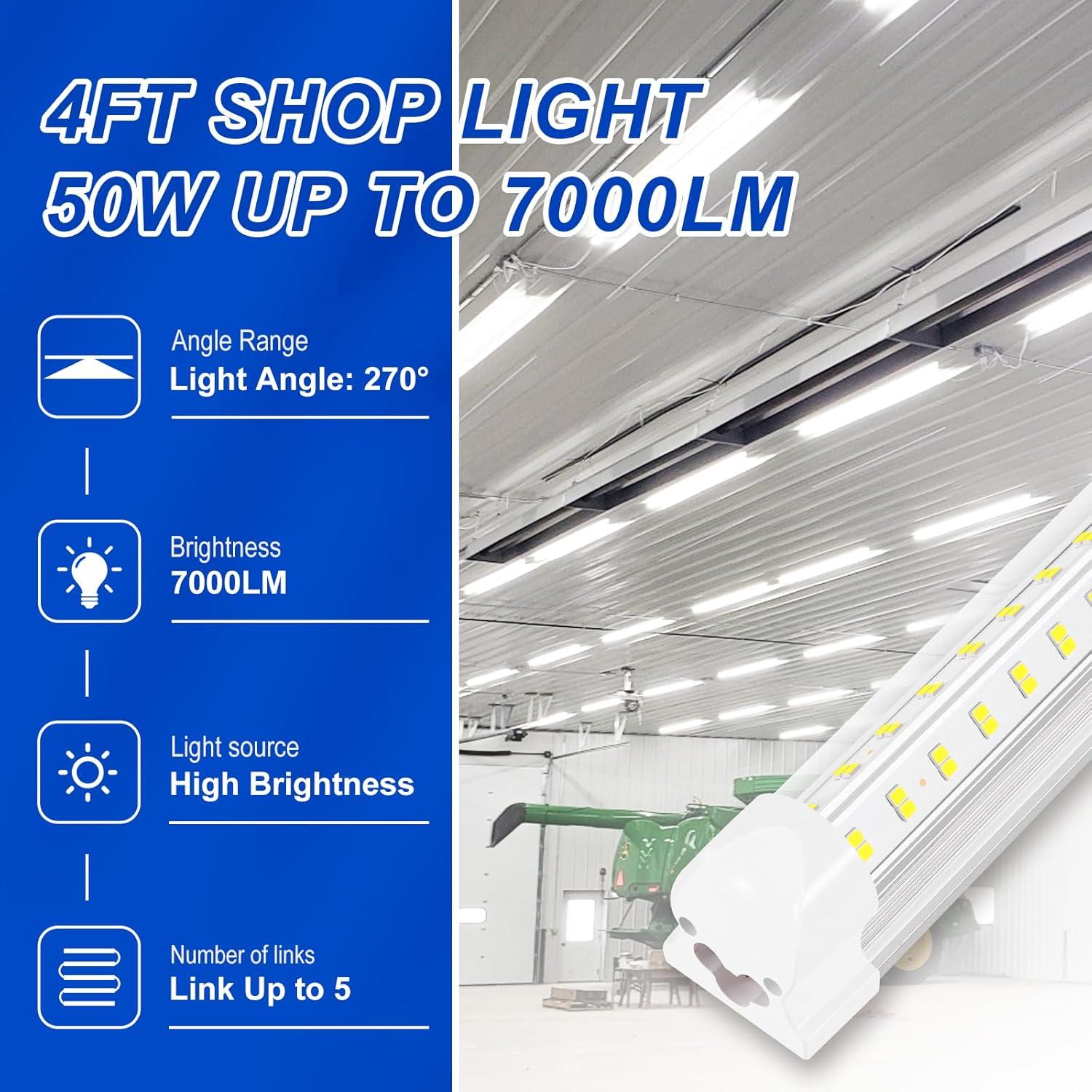 Luces de Taller LED XLNYUUI 4FT 50W 7000LM 2-Pack