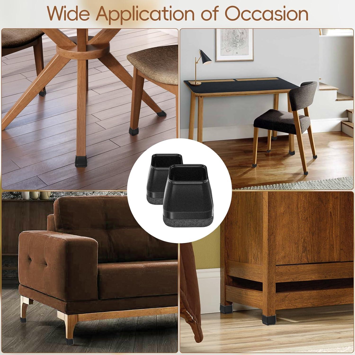 16 Protectores de Suelo BAIPOK para Patas de Sillas Cuadradas