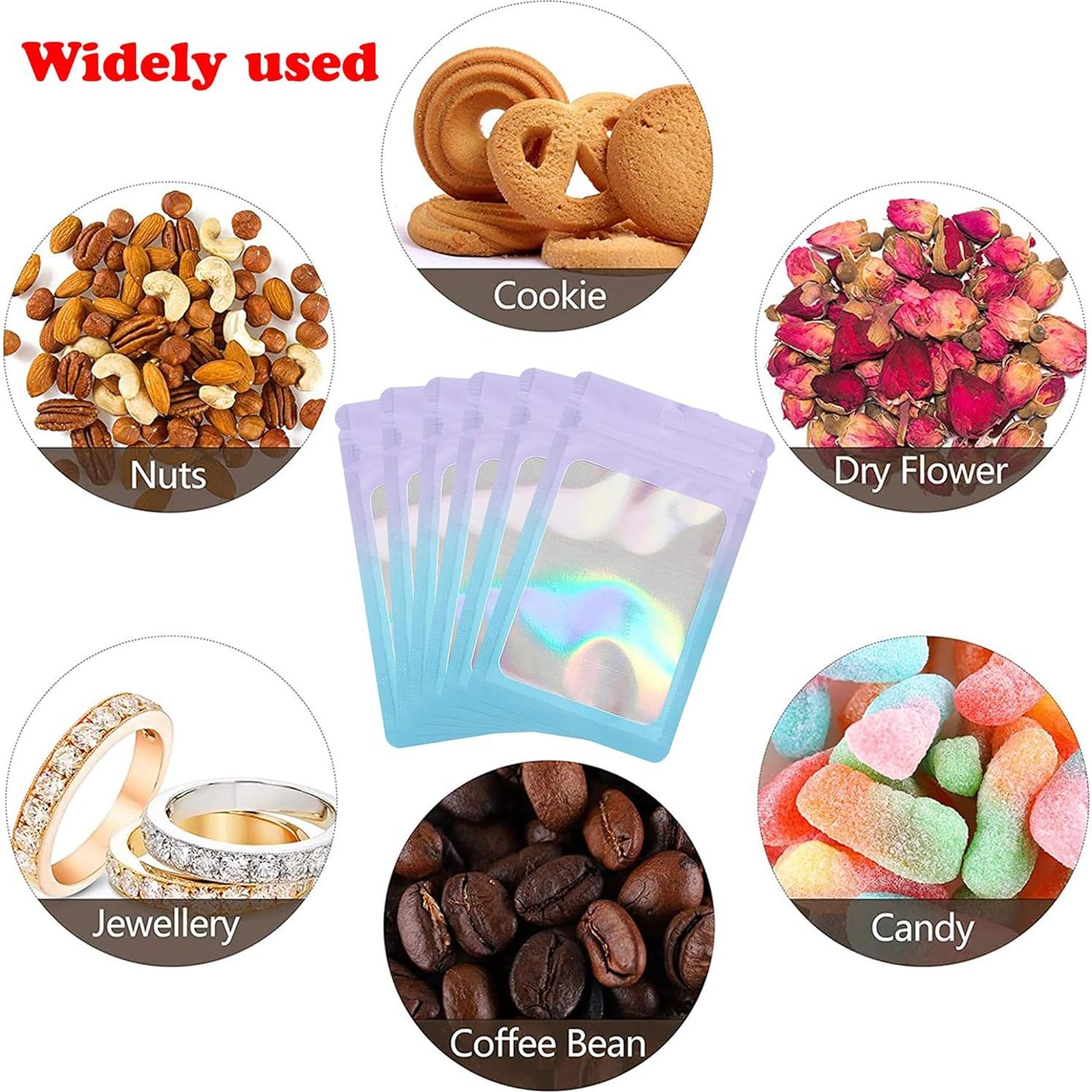 100 Bolsas Holográficas Reutilizables 13.7x19.6 cm ROSSENZURA