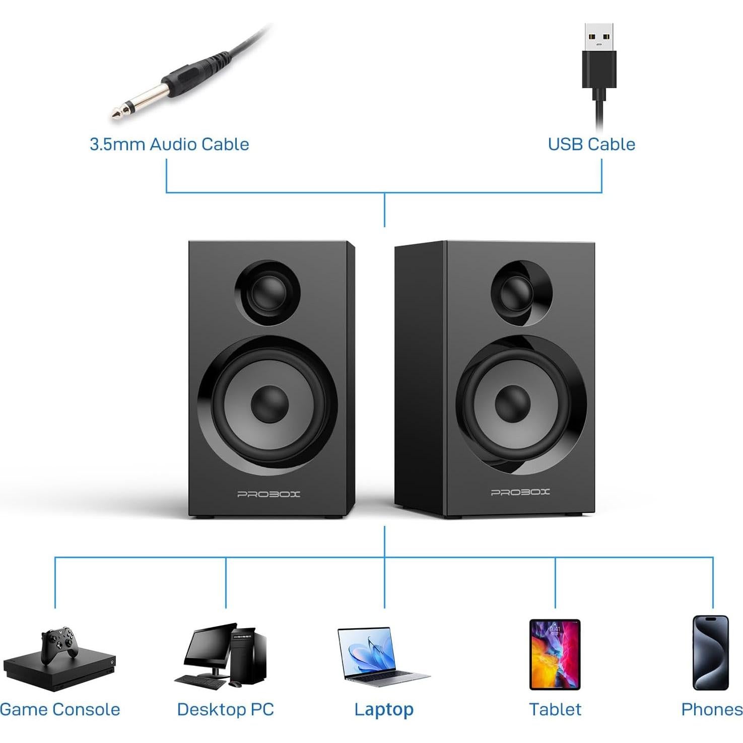 Altavoces de Estantería Probox BT16 60W Bluetooth 5.3 2.0